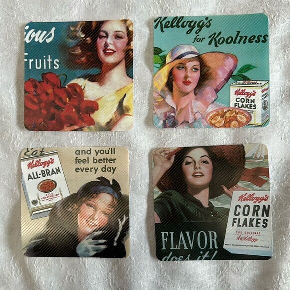 Coasters Retro Vintage Kelloggs Plastic - Picture 1 of 9